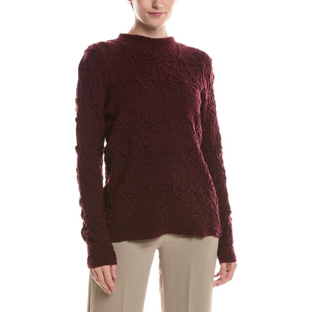 Picadilly Womens  Funnel Neck Textured Wool-Blend Sweater, Red